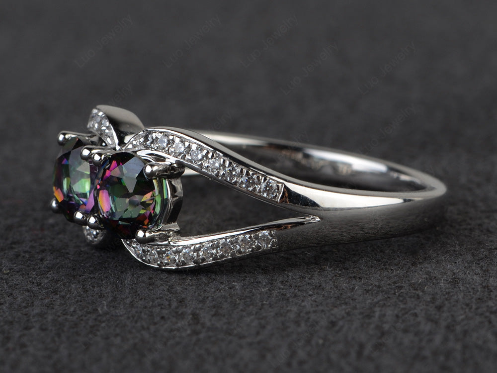 2 Stone Mothers Ring Mystic Topaz Ring Silver - LUO Jewelry
