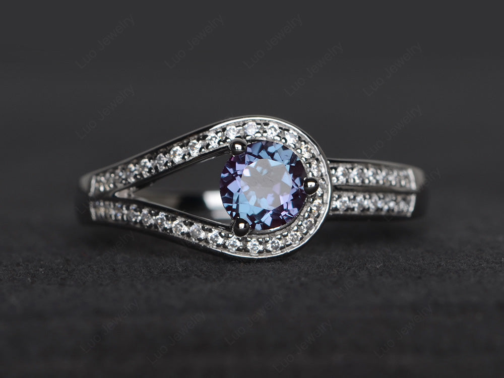 Unique Alexandrite Engagement Ring White Gold - LUO Jewelry