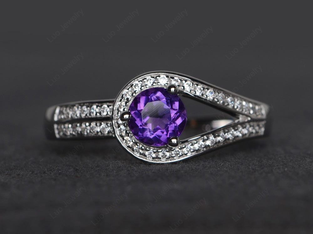 Unique Amethyst Engagement Ring White Gold - LUO Jewelry