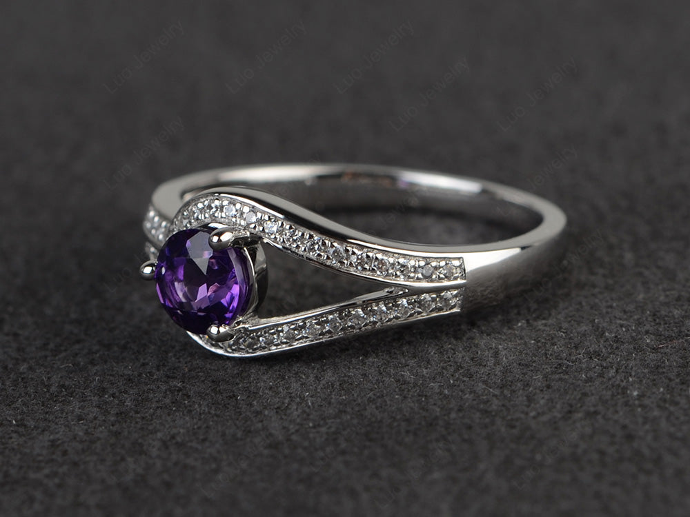 Unique Amethyst Engagement Ring White Gold - LUO Jewelry