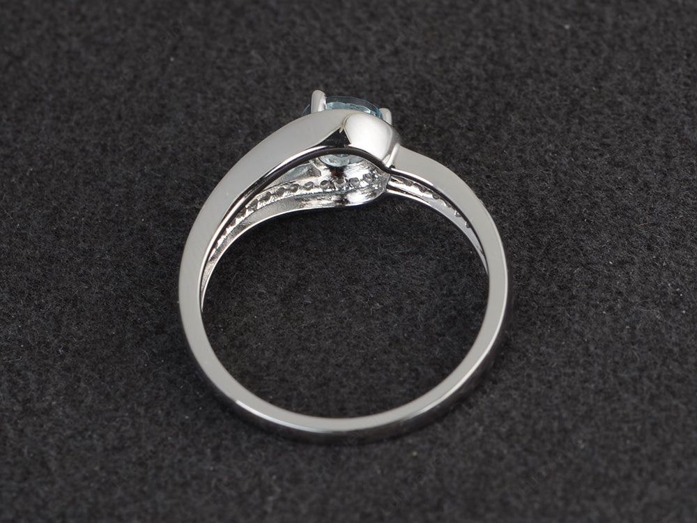 Unique Aquamarine Engagement Ring White Gold - LUO Jewelry