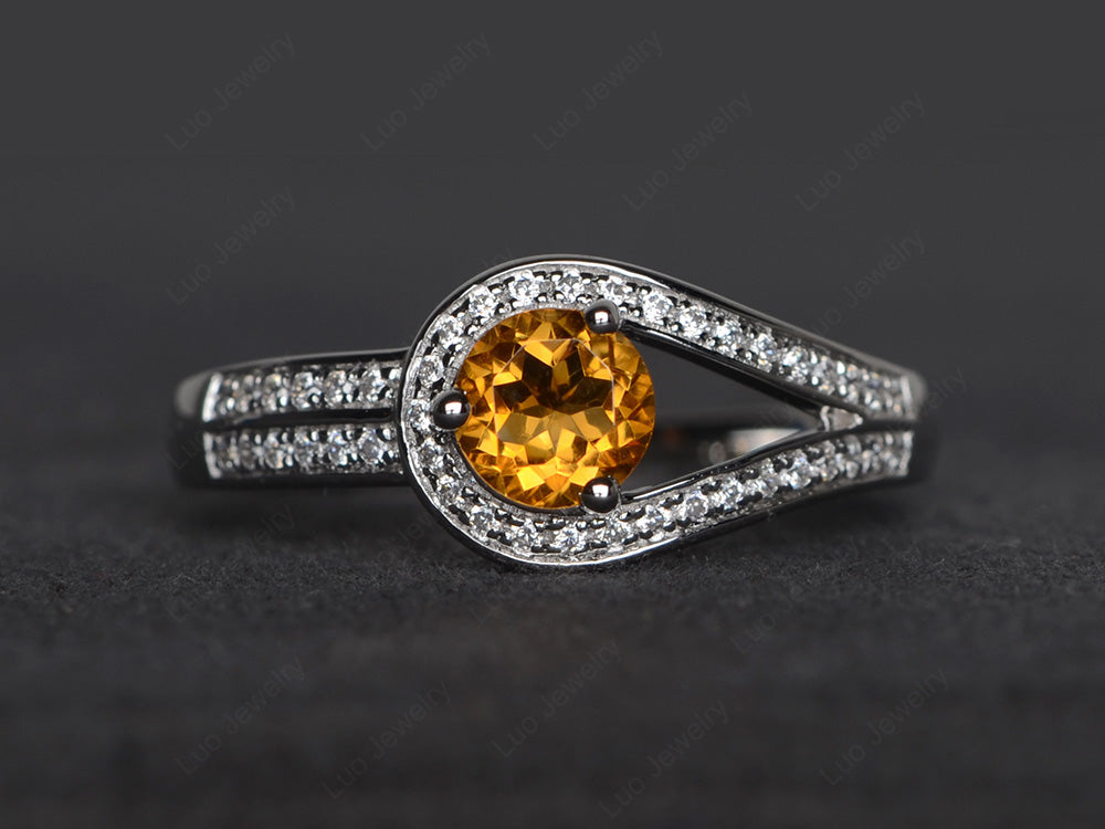 Unique Citrine Engagement Ring White Gold - LUO Jewelry