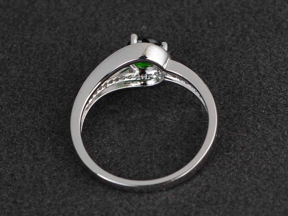 Unique Diopside Engagement Ring White Gold - LUO Jewelry