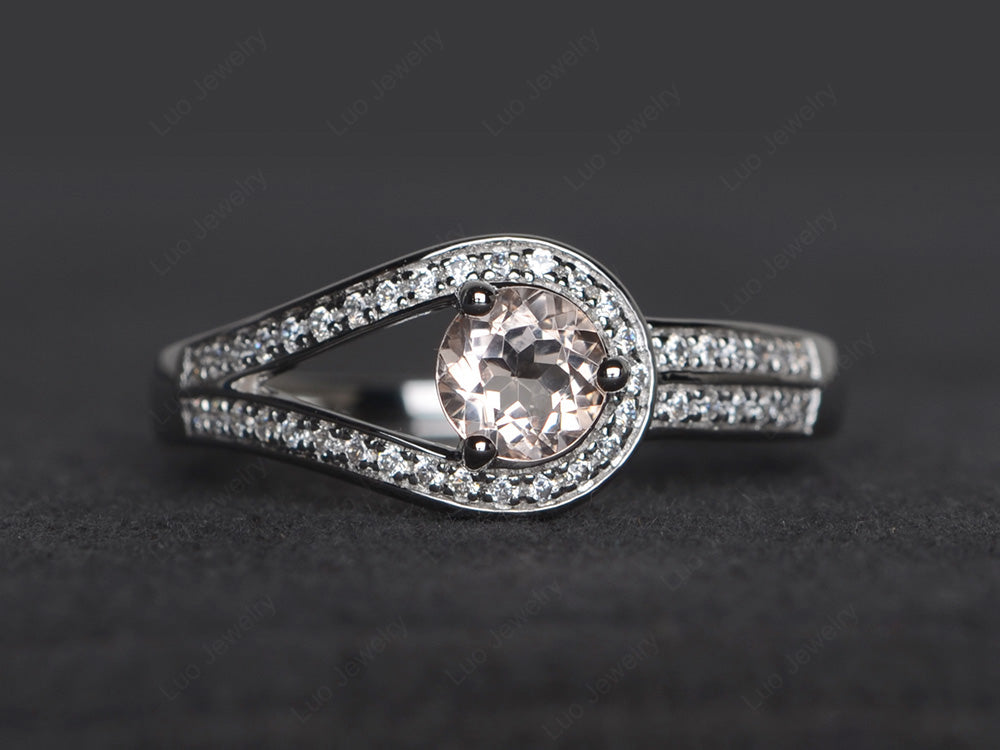 Unique Morganite Engagement Ring White Gold - LUO Jewelry