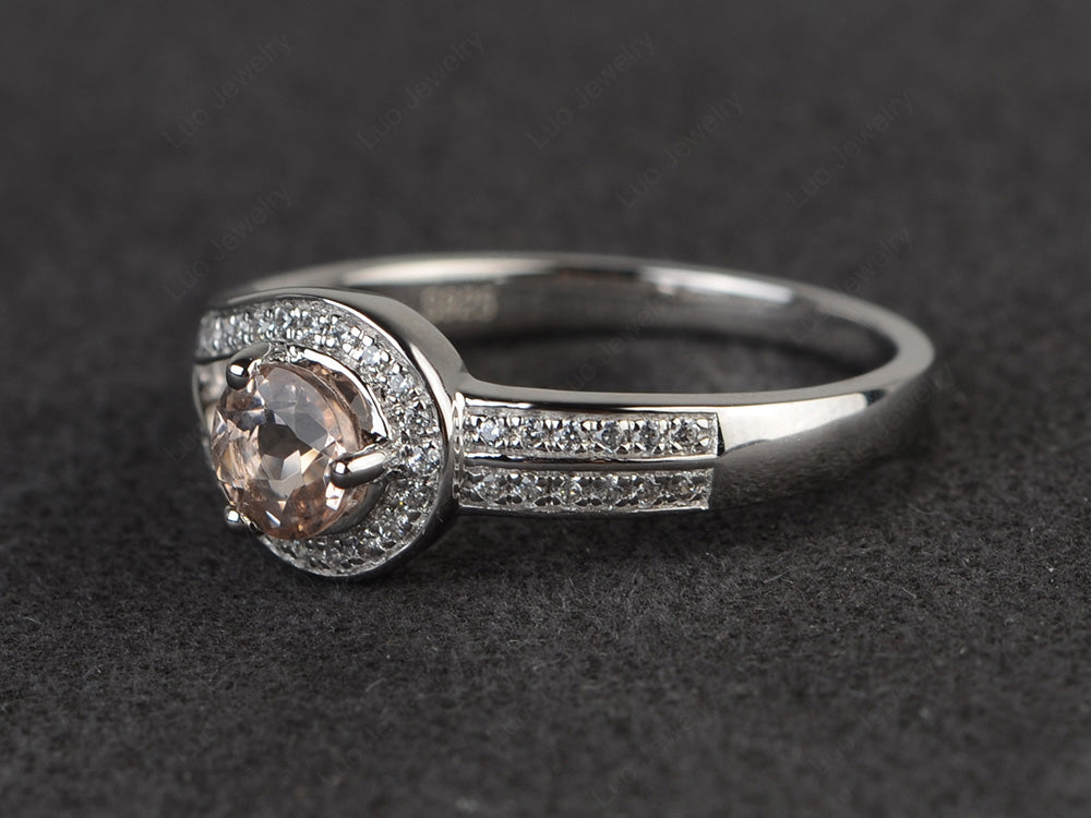 Unique Morganite Engagement Ring White Gold - LUO Jewelry