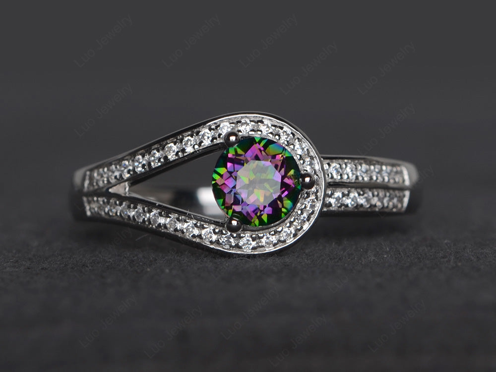 Unique Mystic Topaz Engagement Ring White Gold - LUO Jewelry