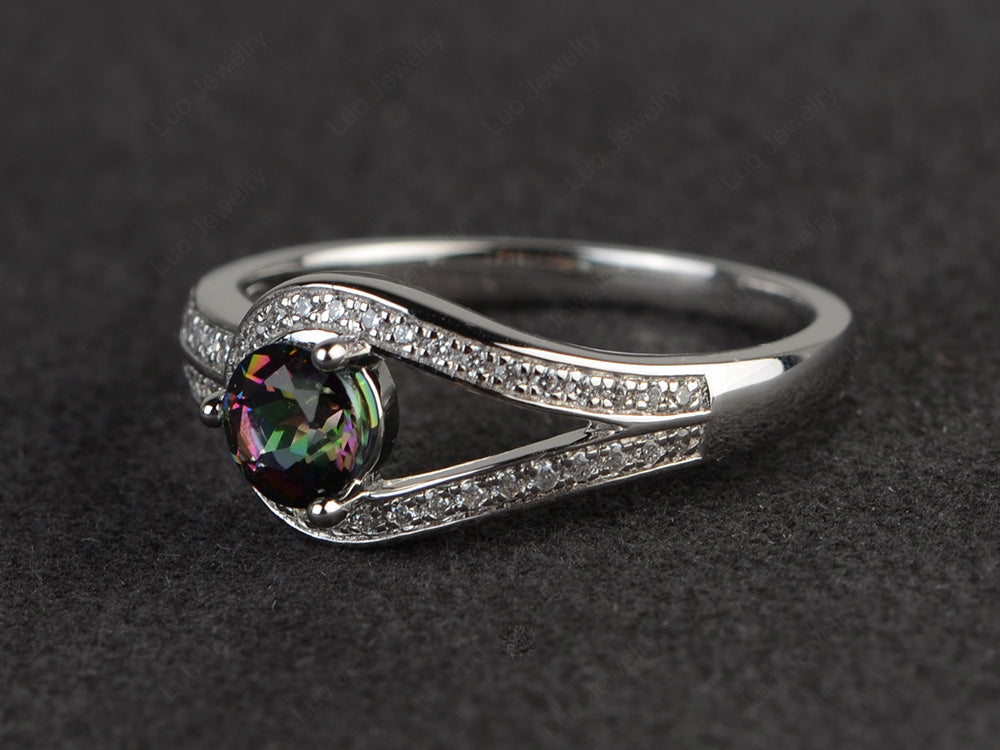 Unique Mystic Topaz Engagement Ring White Gold - LUO Jewelry