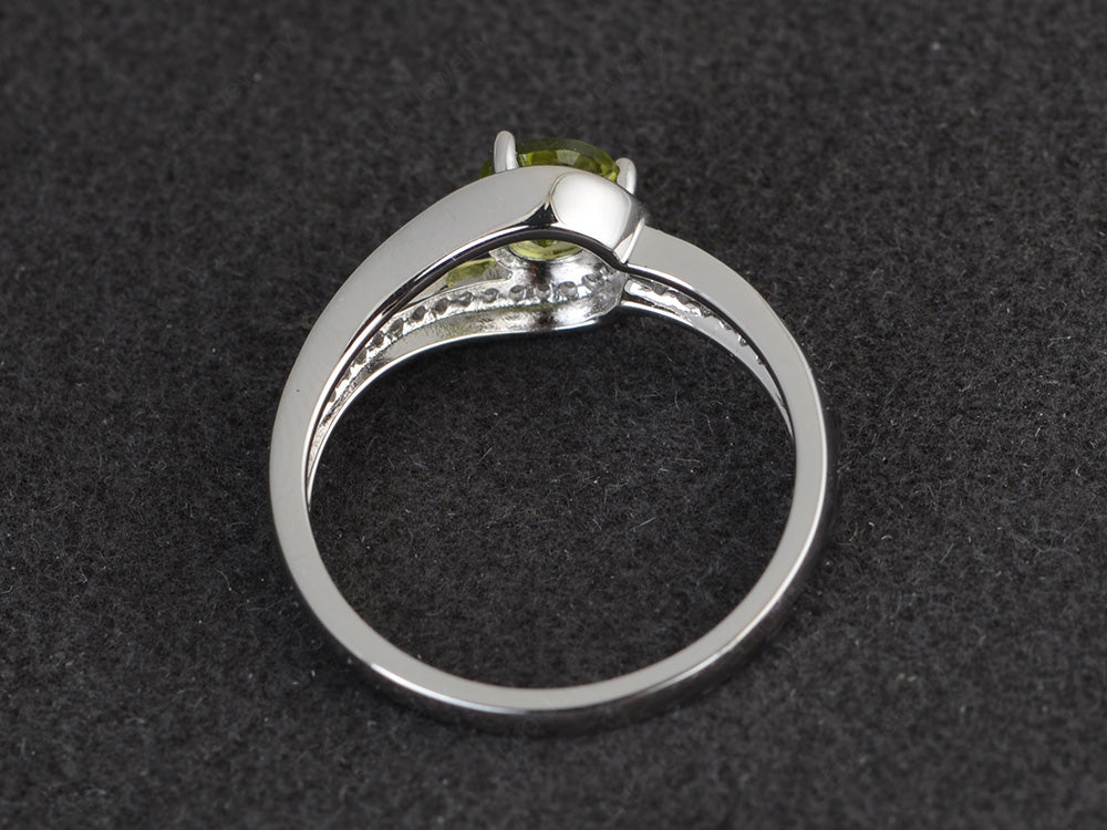 Unique Peridot Engagement Ring White Gold - LUO Jewelry