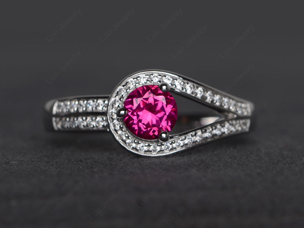 Unique Ruby Engagement Ring White Gold - LUO Jewelry