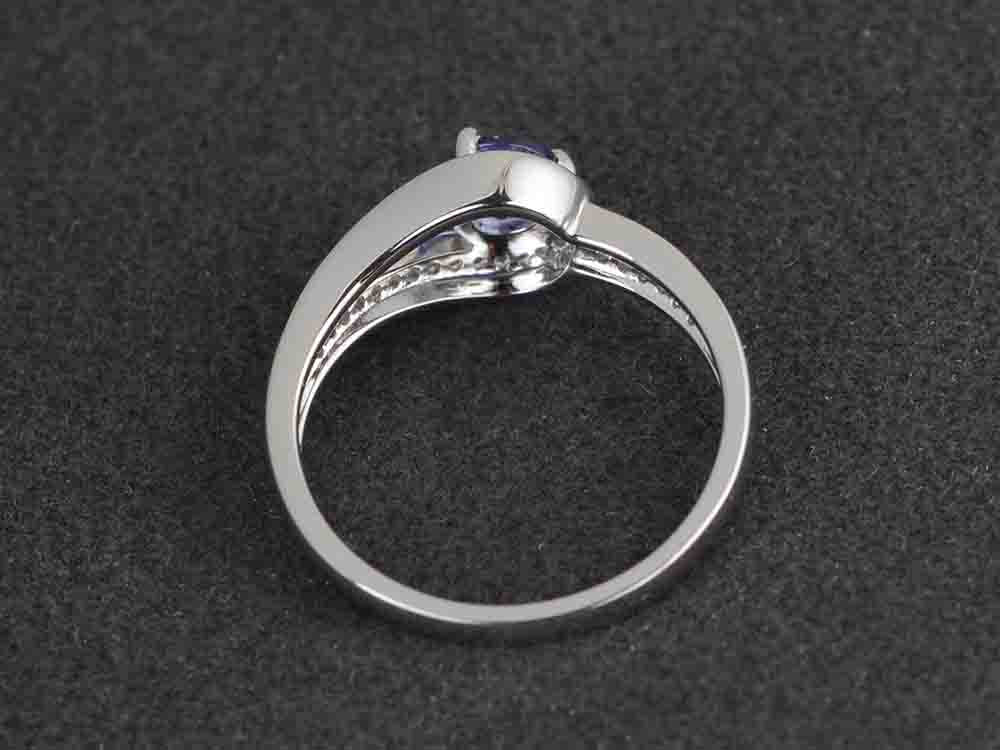 Unique Tanzanite Engagement Ring White Gold - LUO Jewelry