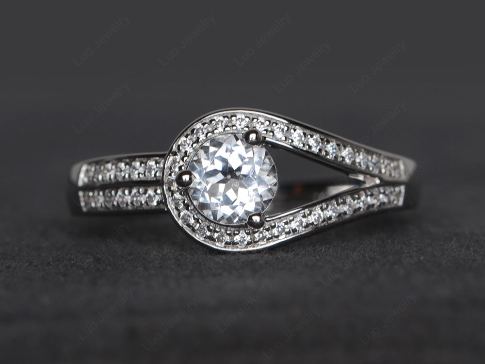 Unique White Topaz Engagement Ring White Gold - LUO Jewelry