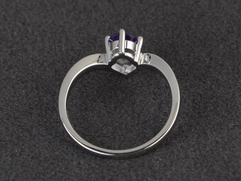 V Shaped Amethyst Solitaire Wedding Ring - LUO Jewelry