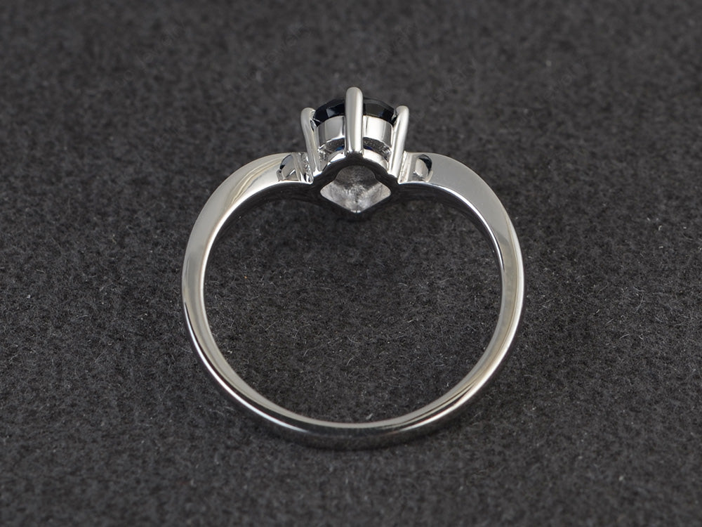 V Shaped Lab Sapphire Solitaire Wedding Ring - LUO Jewelry