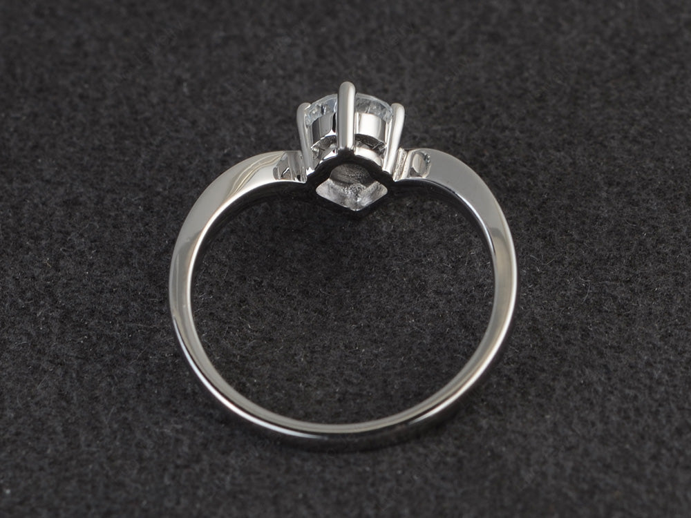 V Shaped White Topaz Solitaire Wedding Ring - LUO Jewelry