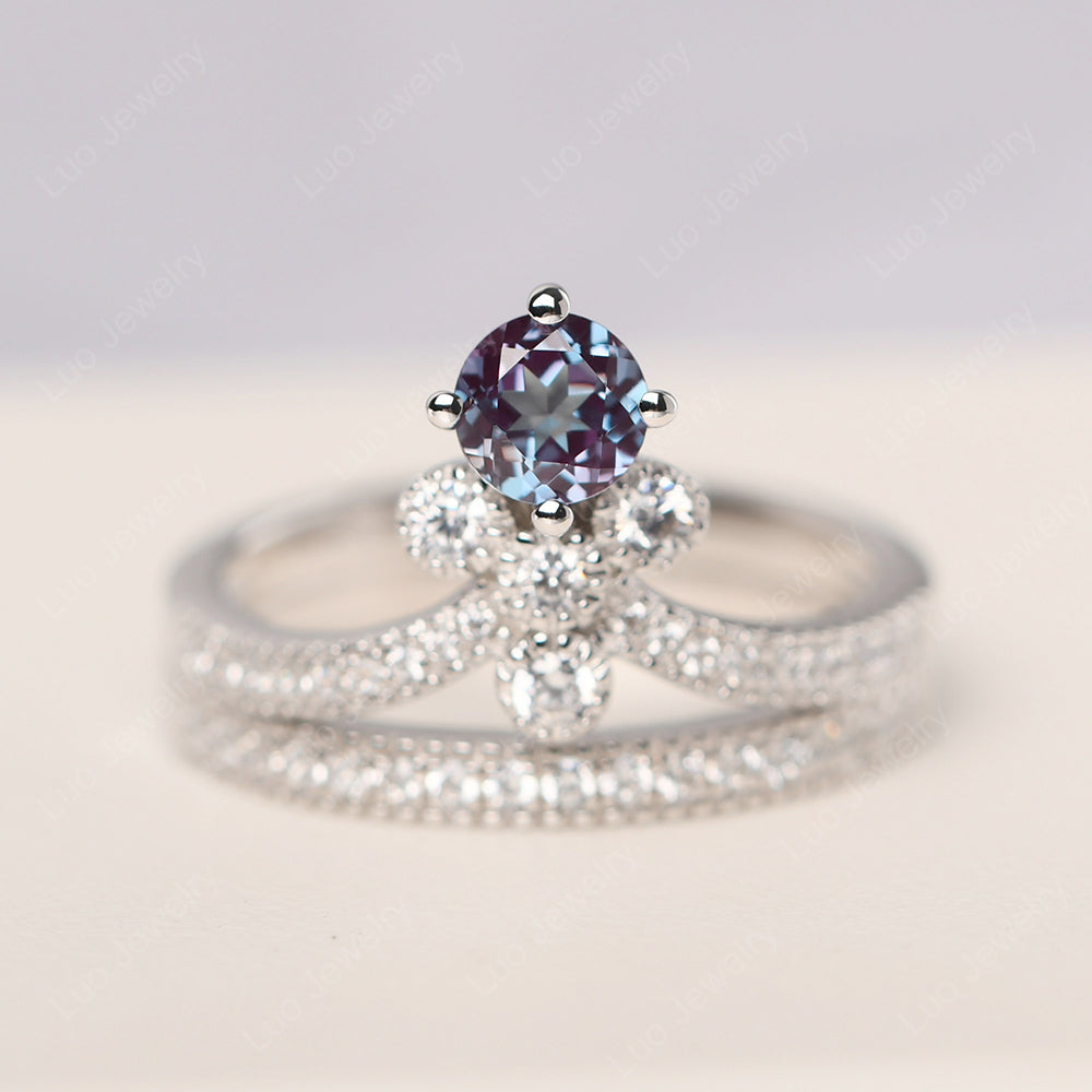 Alexandrite Bridal Set Engagement Ring - LUO Jewelry