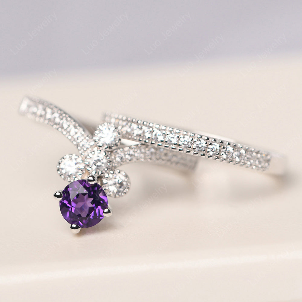 Amethyst Bridal Set Engagement Ring - LUO Jewelry