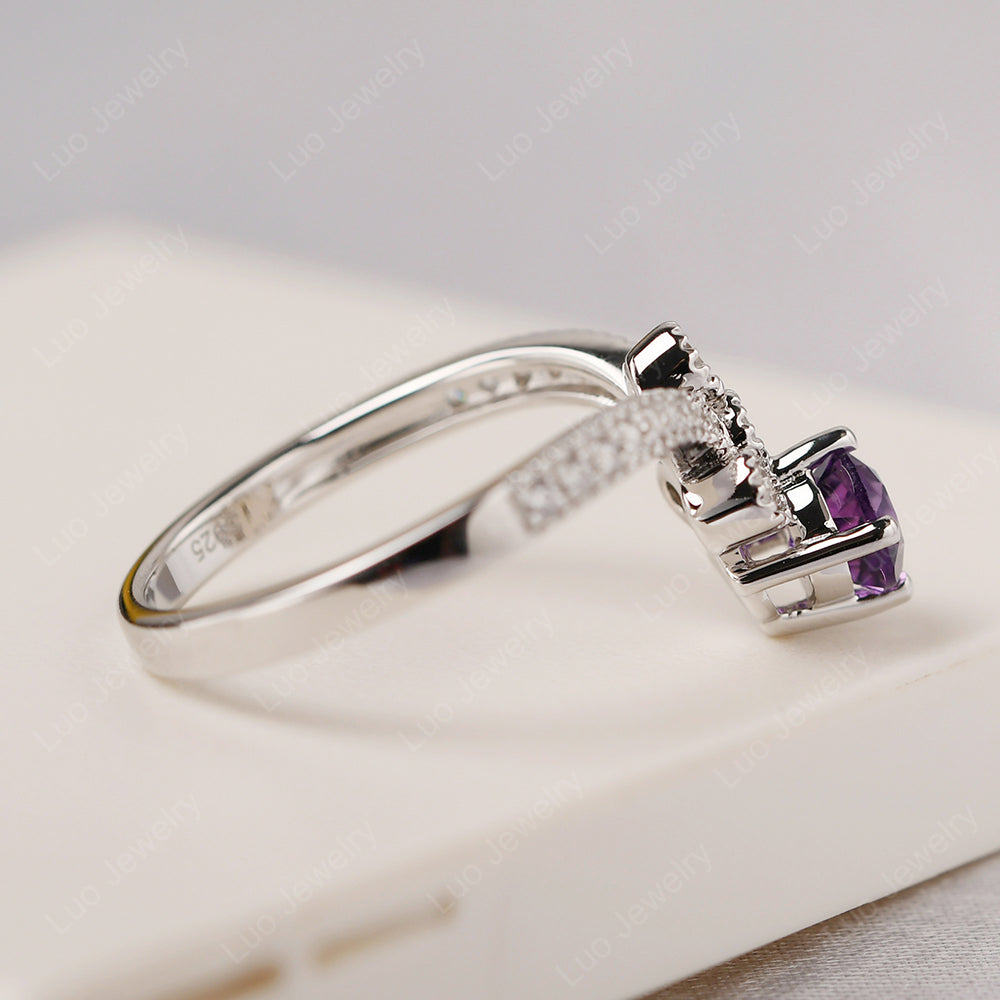 Amethyst Bridal Set Engagement Ring - LUO Jewelry