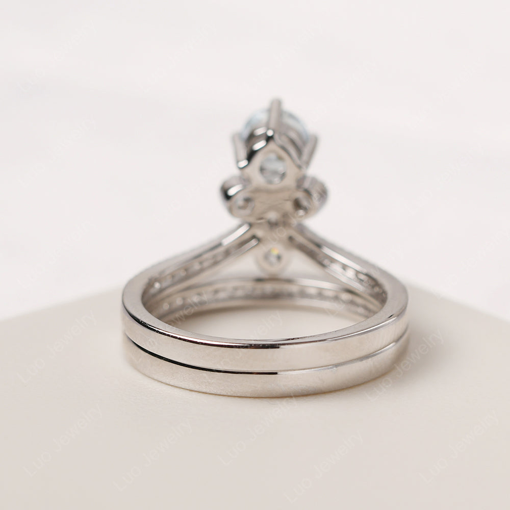 Aquamarine Bridal Set Engagement Ring - LUO Jewelry