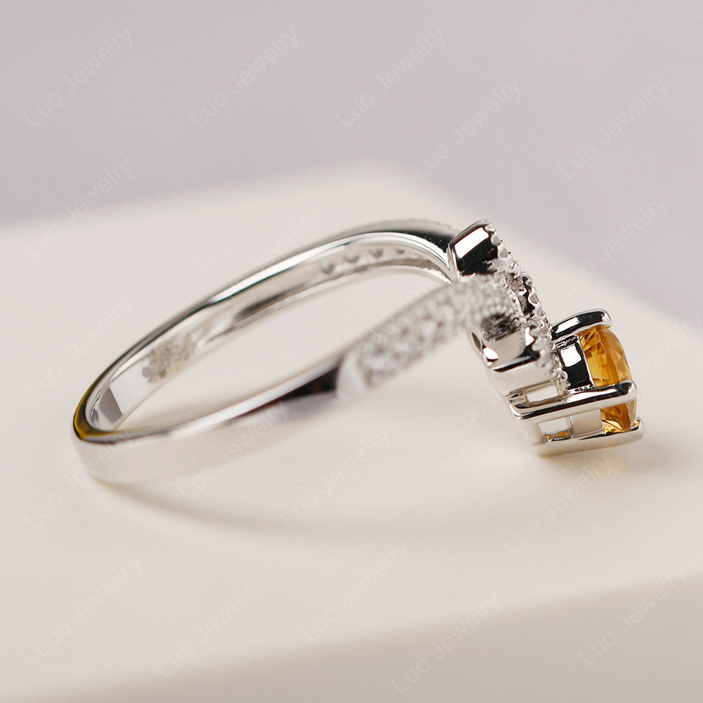 Citrine Bridal Set Engagement Ring - LUO Jewelry