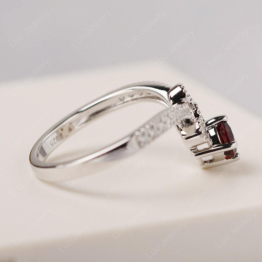 Garnet Bridal Set Engagement Ring - LUO Jewelry