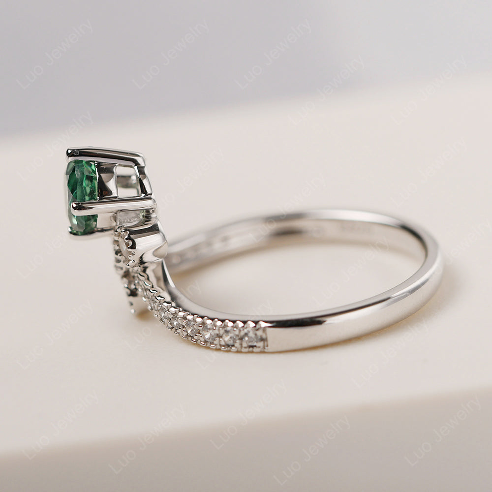 Green Sapphire Bridal Set Engagement Ring - LUO Jewelry