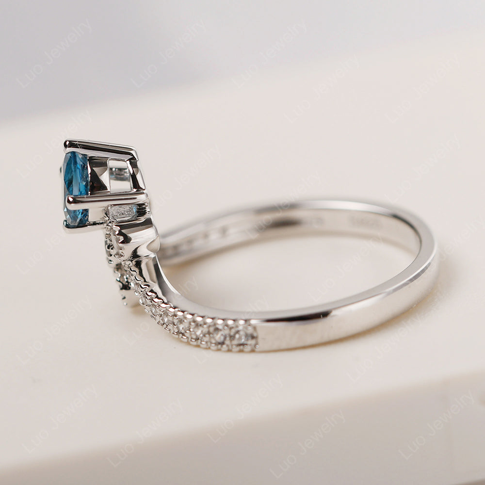 London Blue Topaz Bridal Set Engagement Ring - LUO Jewelry