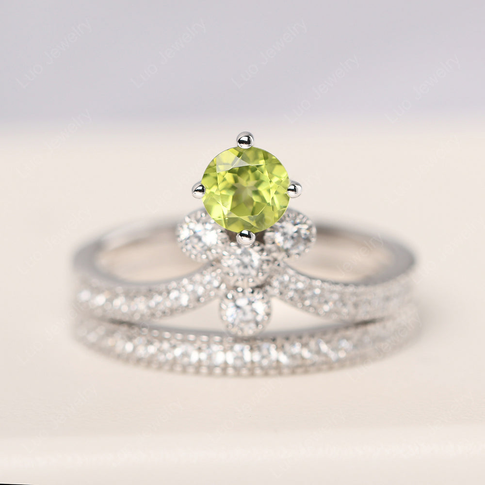 Peridot Bridal Set Engagement Ring - LUO Jewelry