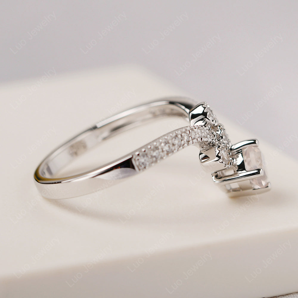 Rose Quartz Bridal Set Engagement Ring - LUO Jewelry