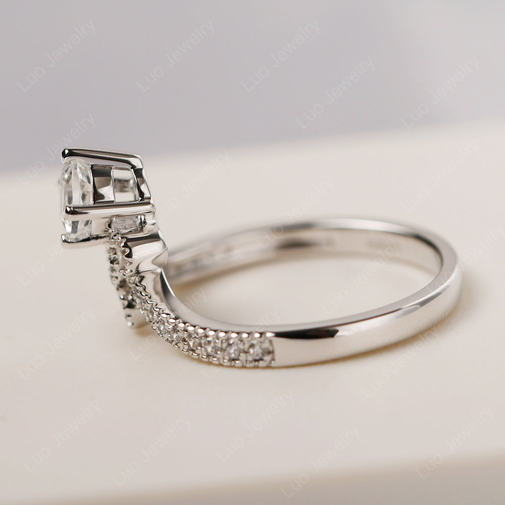 White Topaz Bridal Set Engagement Ring - LUO Jewelry