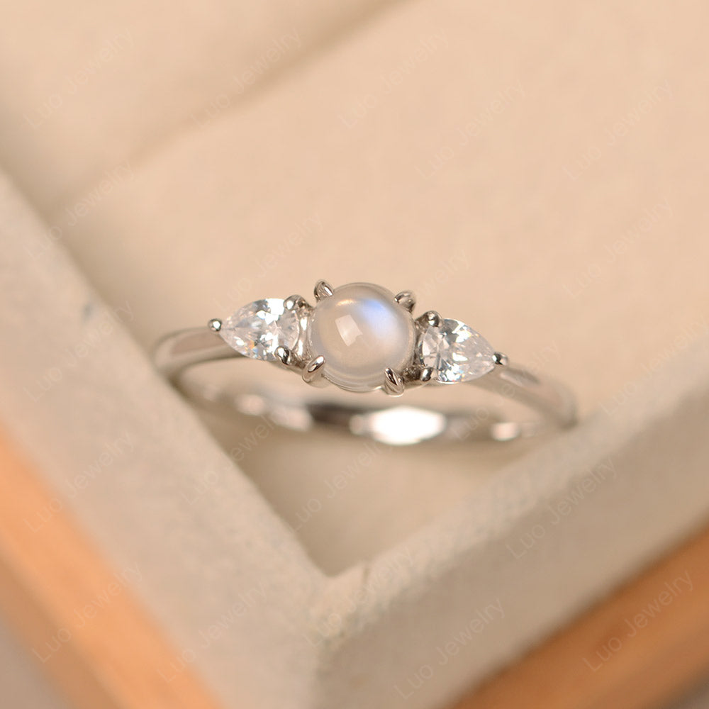 Cabochon Moonstone Engagement Rings White Gold - LUO Jewelry