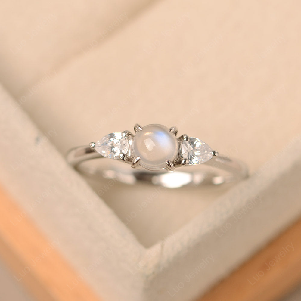 Cabochon Moonstone Engagement Rings White Gold - LUO Jewelry