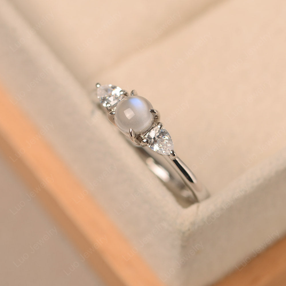 Cabochon Moonstone Engagement Rings White Gold - LUO Jewelry