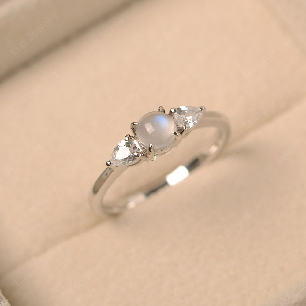 Cabochon Moonstone Engagement Rings White Gold - LUO Jewelry