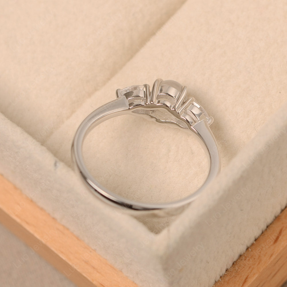 Cabochon Moonstone Engagement Rings White Gold - LUO Jewelry