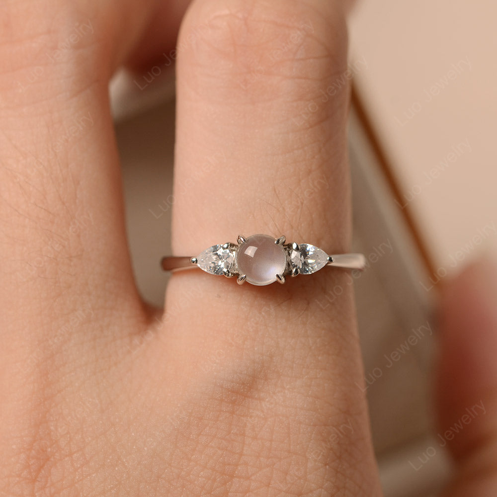 Cabochon Moonstone Engagement Rings White Gold - LUO Jewelry