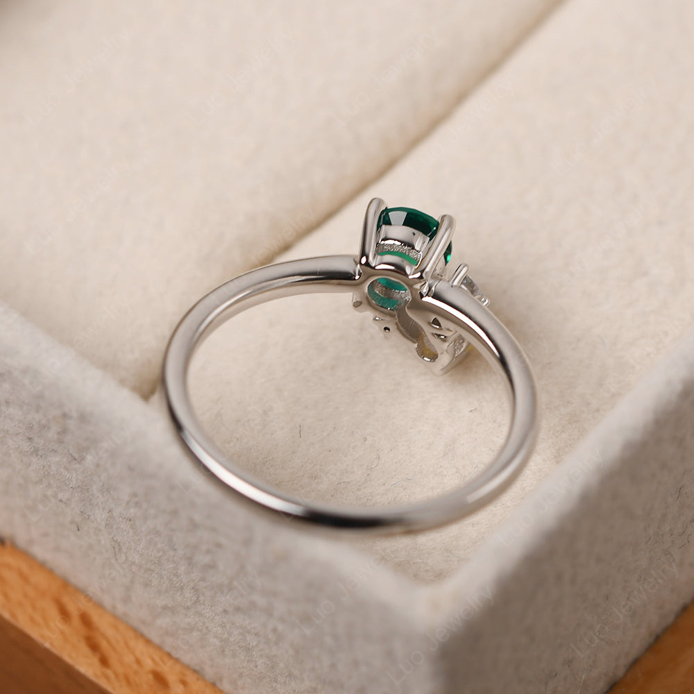 Round Emerald Engagement Ring White Gold - LUO Jewelry