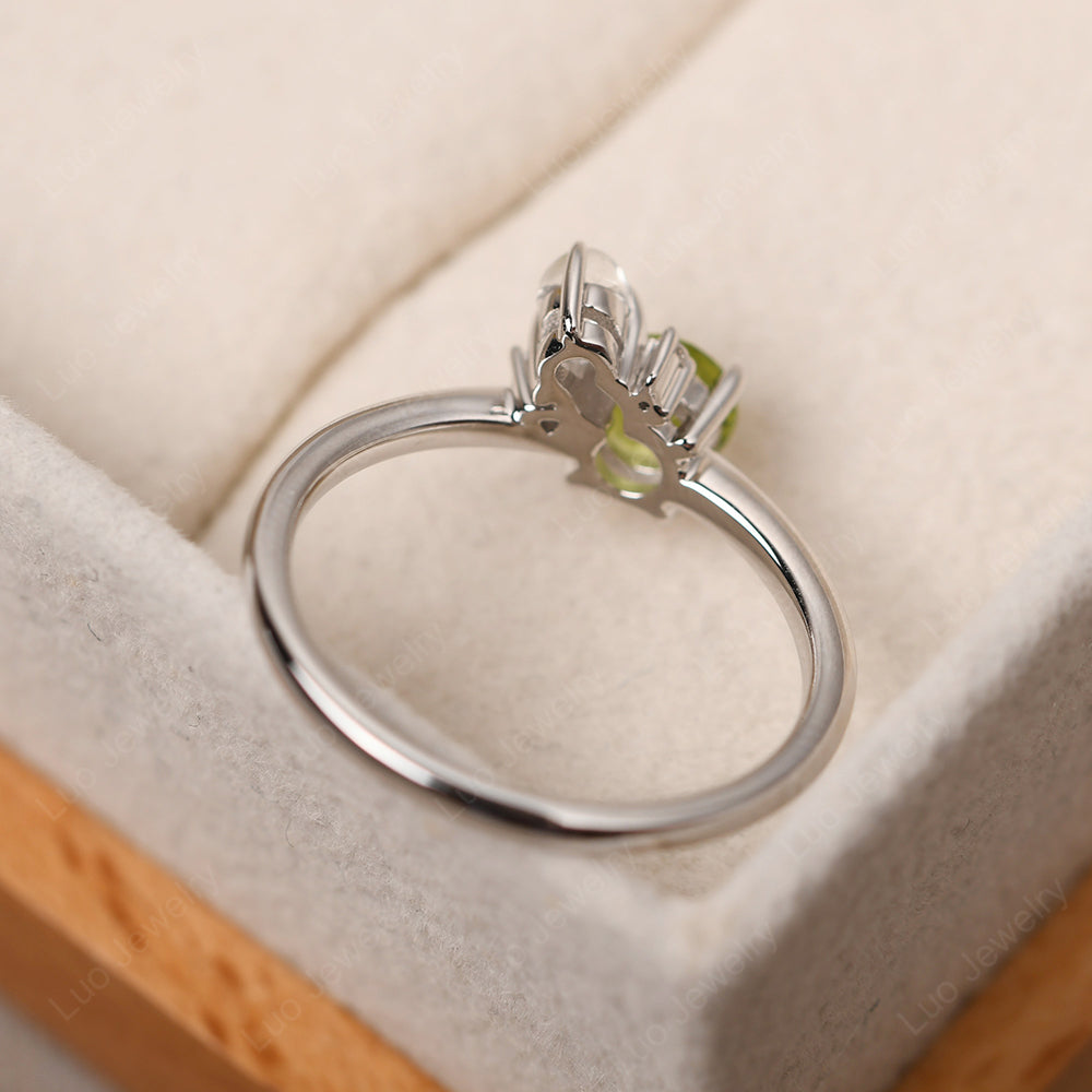 Round Peridot Engagement Ring White Gold - LUO Jewelry