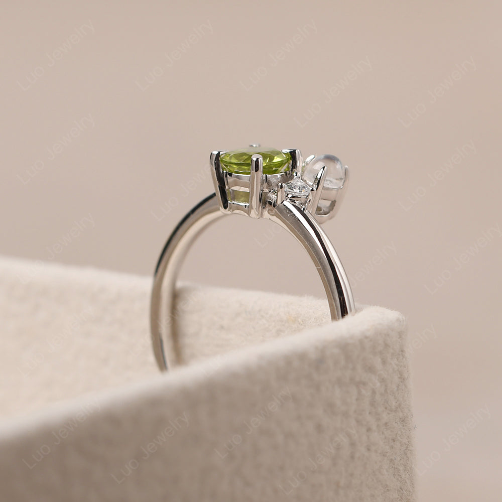 Round Peridot Engagement Ring White Gold - LUO Jewelry