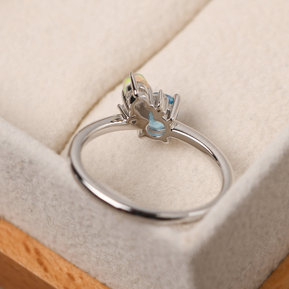 Round Swiss Blue Topaz Engagement Ring White Gold - LUO Jewelry