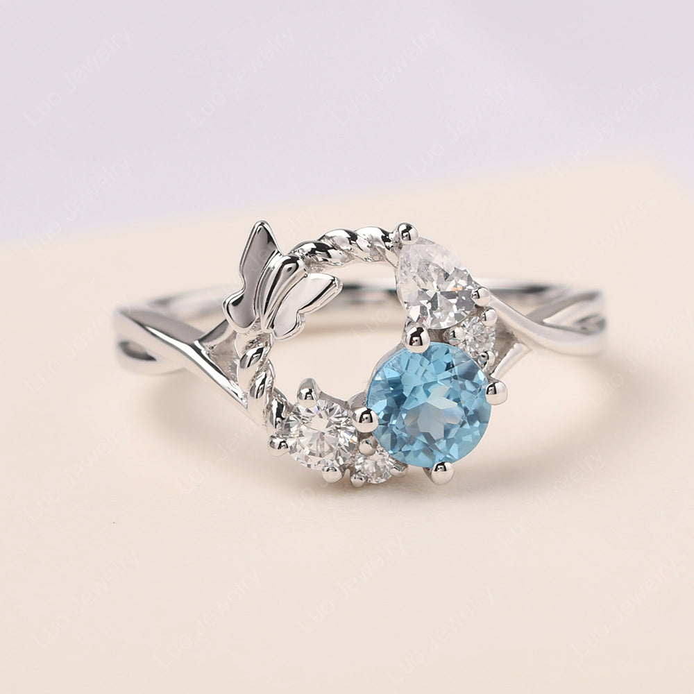 Swiss Blue Topaz Ring Garland Ring - LUO Jewelry