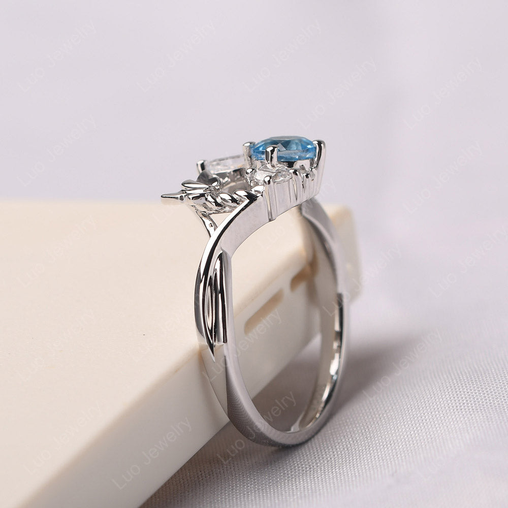 Swiss Blue Topaz Ring Garland Ring - LUO Jewelry