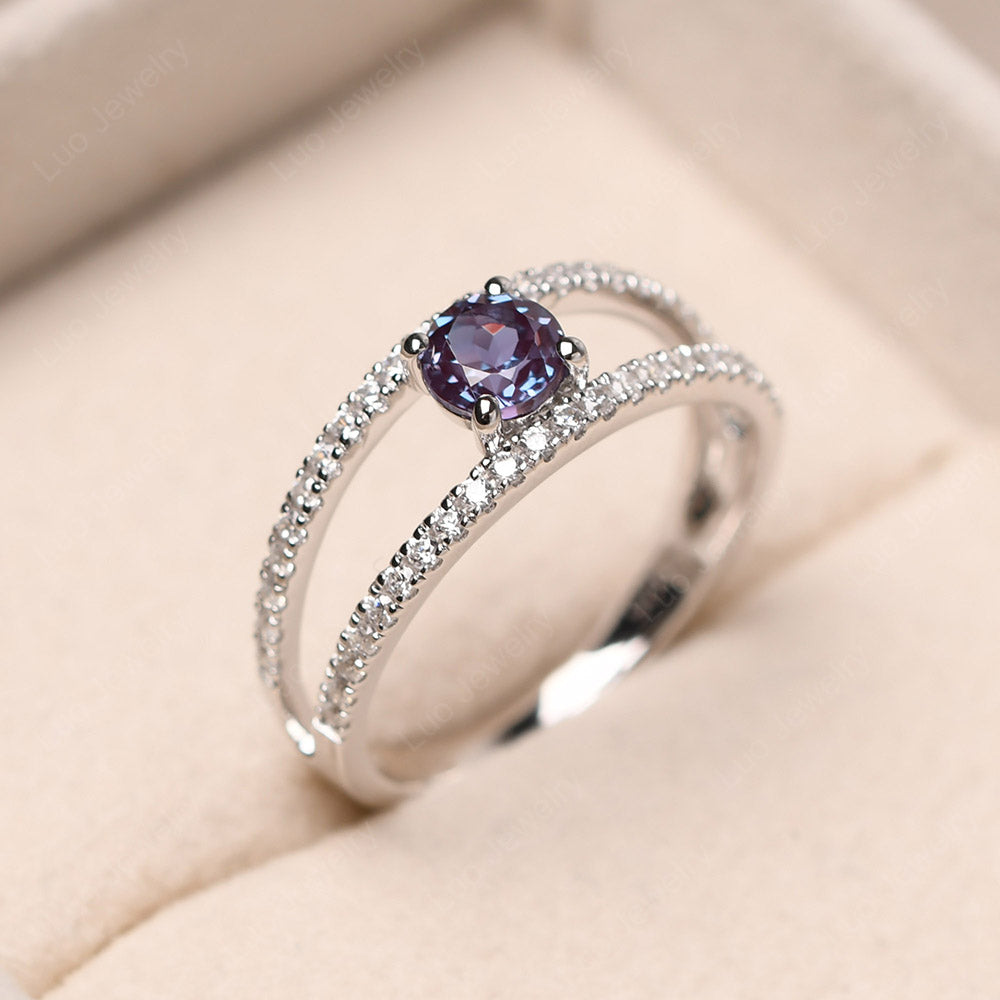 Alexandrite Split Shank Engagement Ring - LUO Jewelry