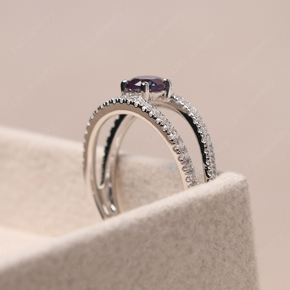 Alexandrite Split Shank Engagement Ring - LUO Jewelry
