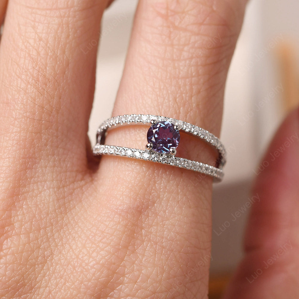 Alexandrite Split Shank Engagement Ring - LUO Jewelry