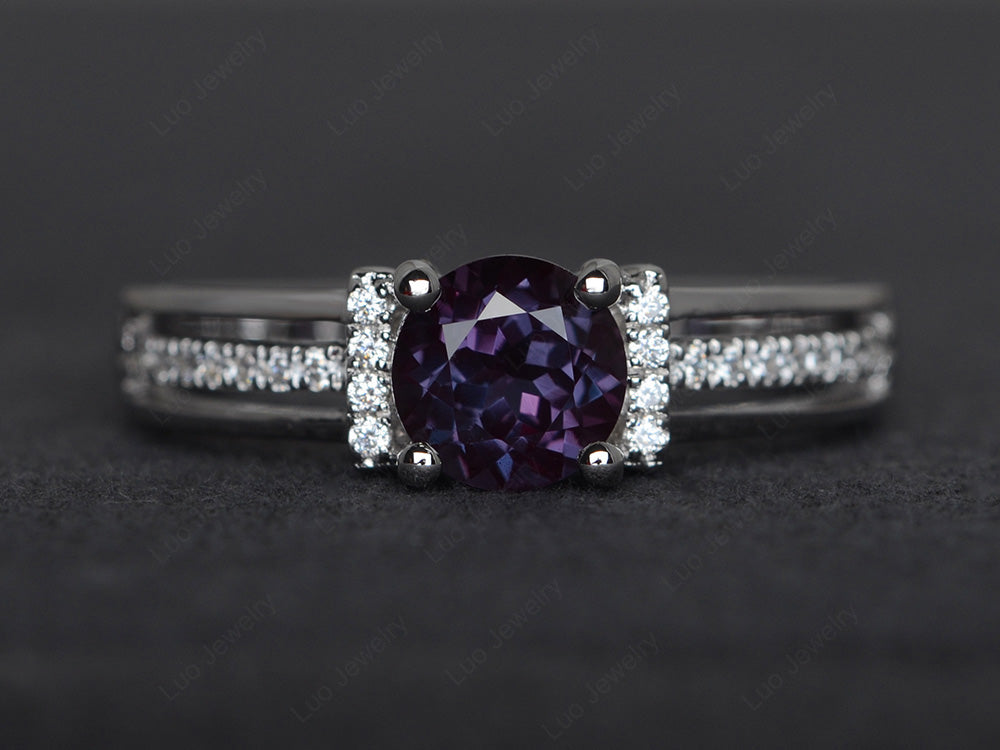 Round Cut Alexandrite Wedding Ring For Women - LUO Jewelry