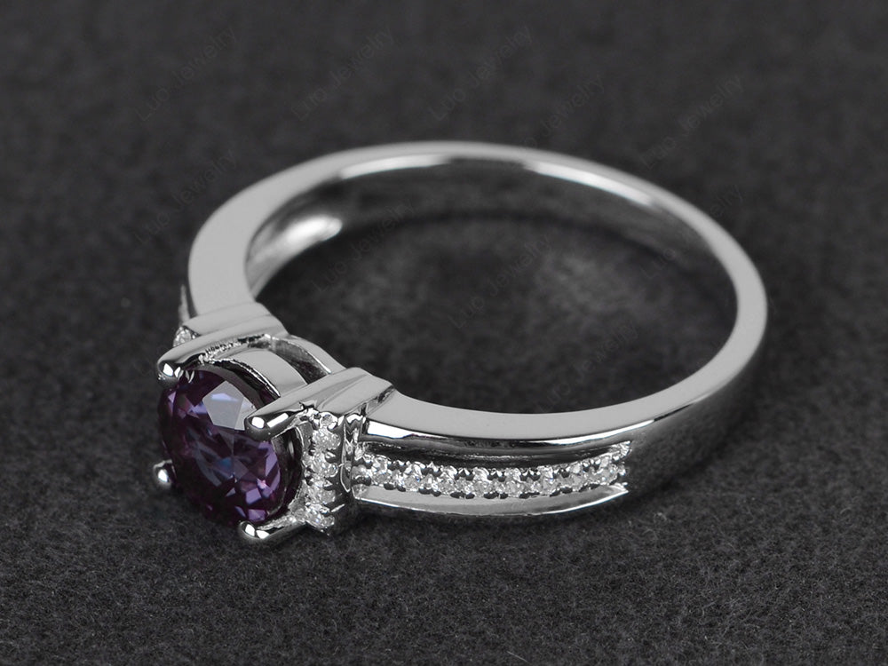 Round Cut Alexandrite Wedding Ring For Women - LUO Jewelry