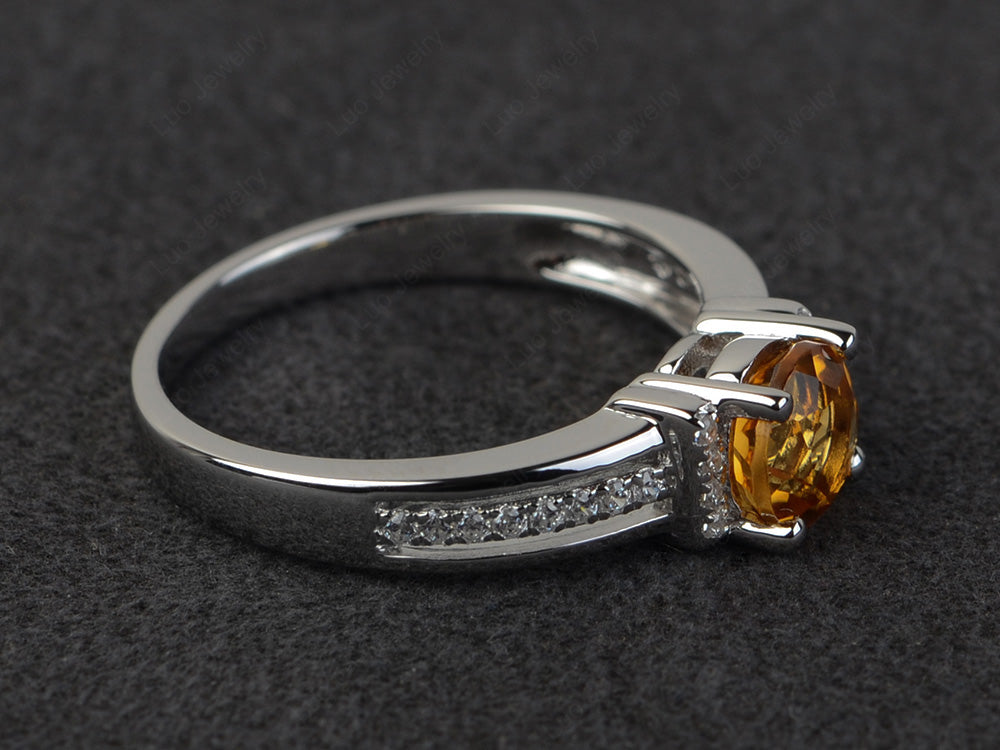 Round Cut Citrine Wedding Ring For Women - LUO Jewelry