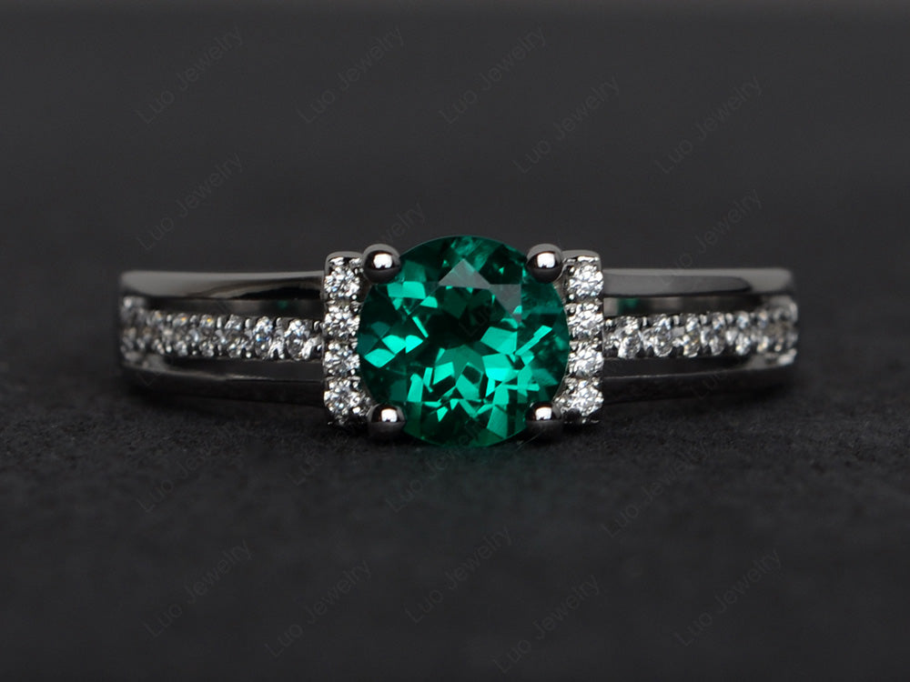 Round Cut Lab Emerald Wedding Ring For Women - LUO Jewelry