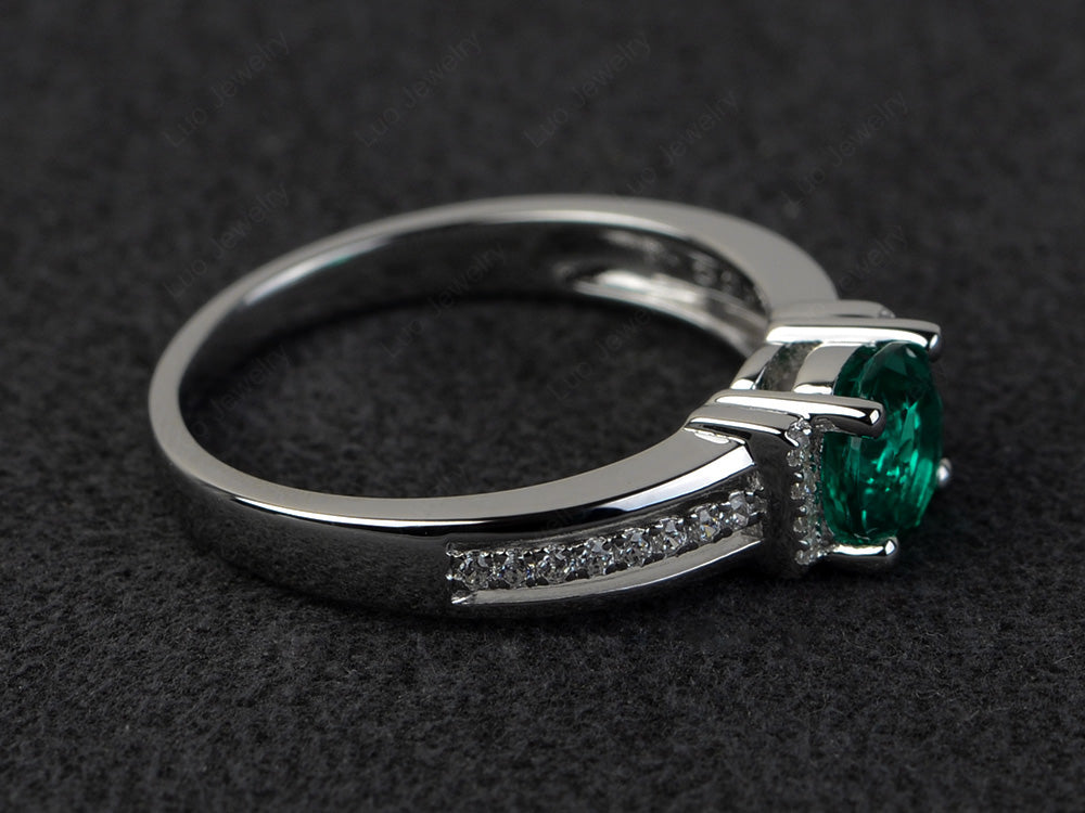 Round Cut Lab Emerald Wedding Ring For Women - LUO Jewelry