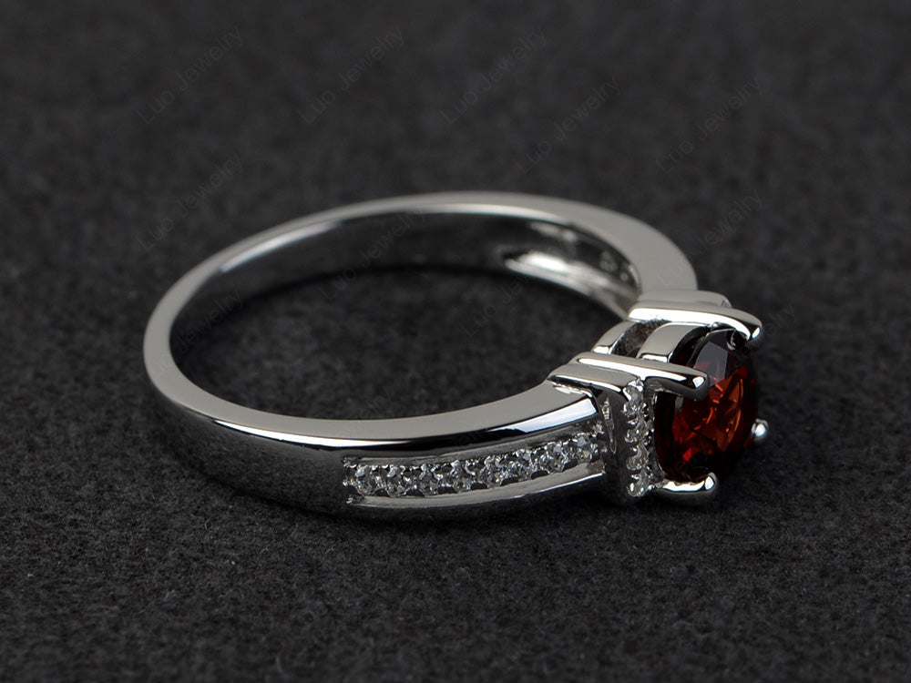 Round Cut Garnet Wedding Ring For Women - LUO Jewelry